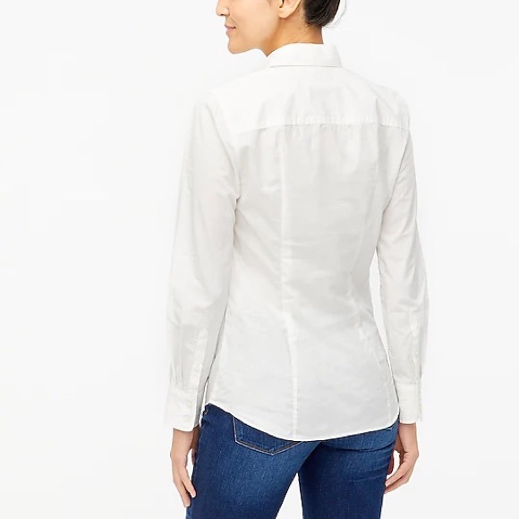 JCrew Factory Women M Button-up cotton poplin shirt in signature fit White AL501 - Picture 2 of 4